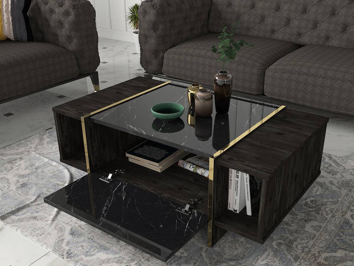 Couchtisch Rebab Rebab braun dunkelgrau Marmor Optik B/H/T: ca. 103,8x37,3x60 cm