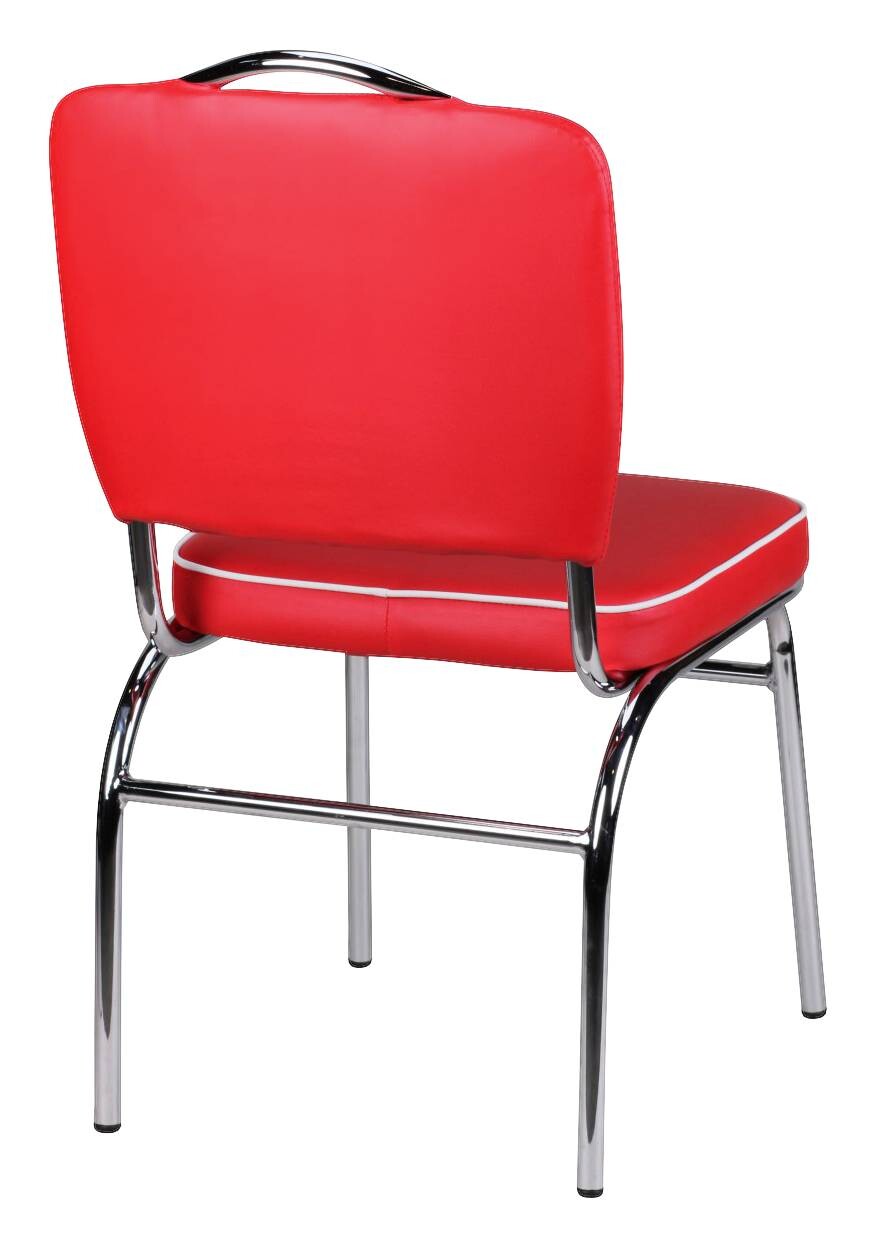 Stuhl rot weiß Kunstleder B/H/T: ca. 47x90x45 cm