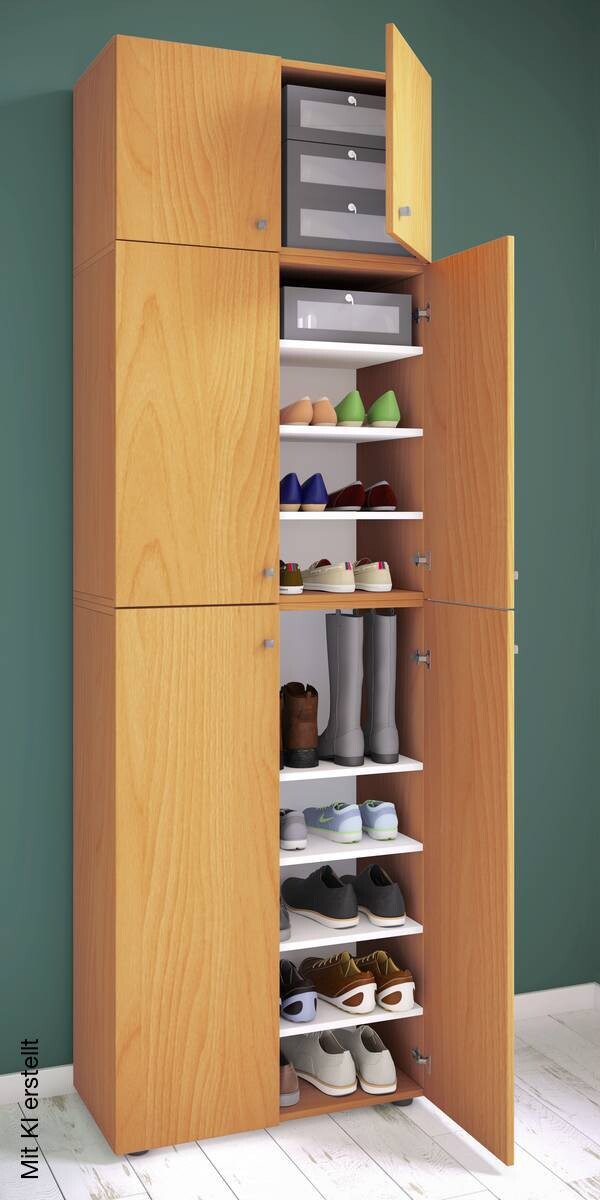 Schuhschrank Lona buche Nachbildung weiß B/H/T: ca. 70x223x39 cm