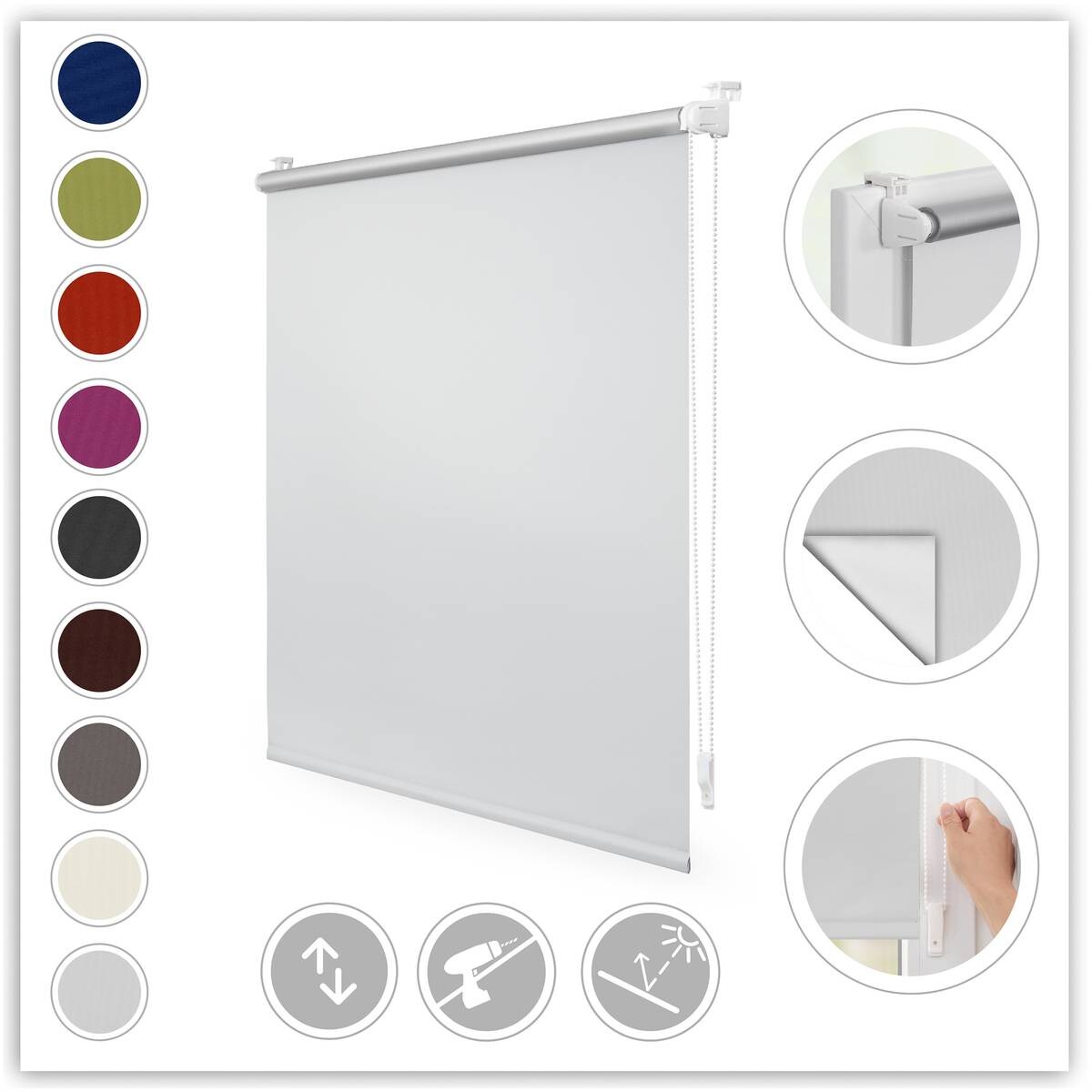 LICHTBLICK Thermo Klebe-/Klemmrollo Verdunklungsqualität weiß B/L: ca. 45x150 cm