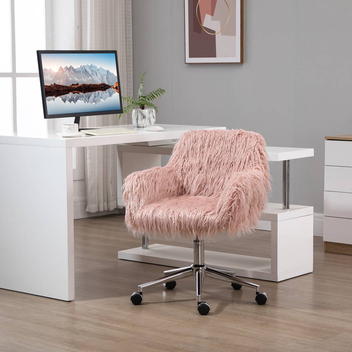 Drehstuhl 921-548PK rosa silber
