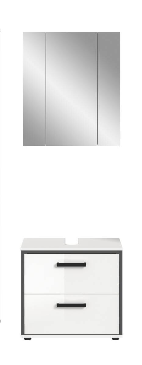 Badblock KOJAK weiß weiß Hochglanz anthrazit B/H/T: ca. 60x188x37 cm