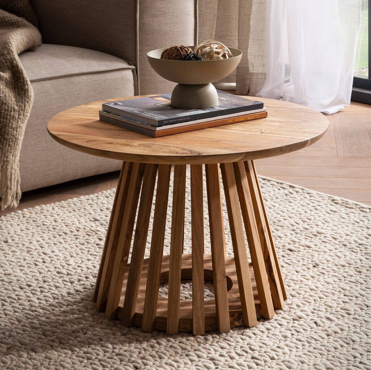 Wohnling Couchtisch braun Akazie H/D: ca. 40x60 cm