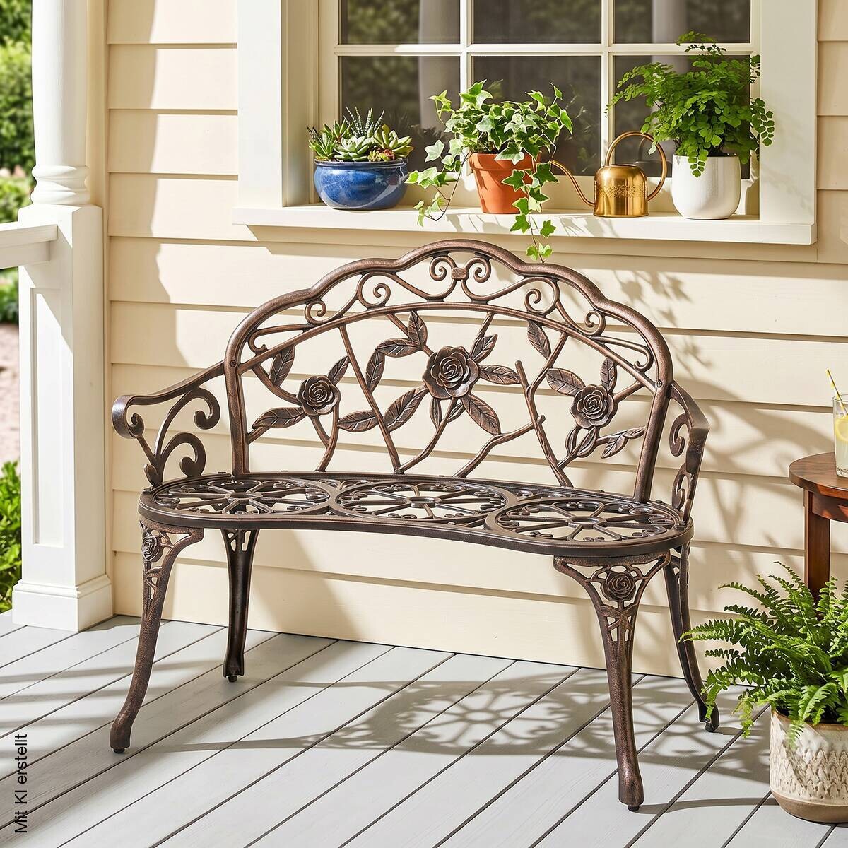 Outsunny Gartenbank bronze Eisen B/H/L: ca. 54x78x100 cm