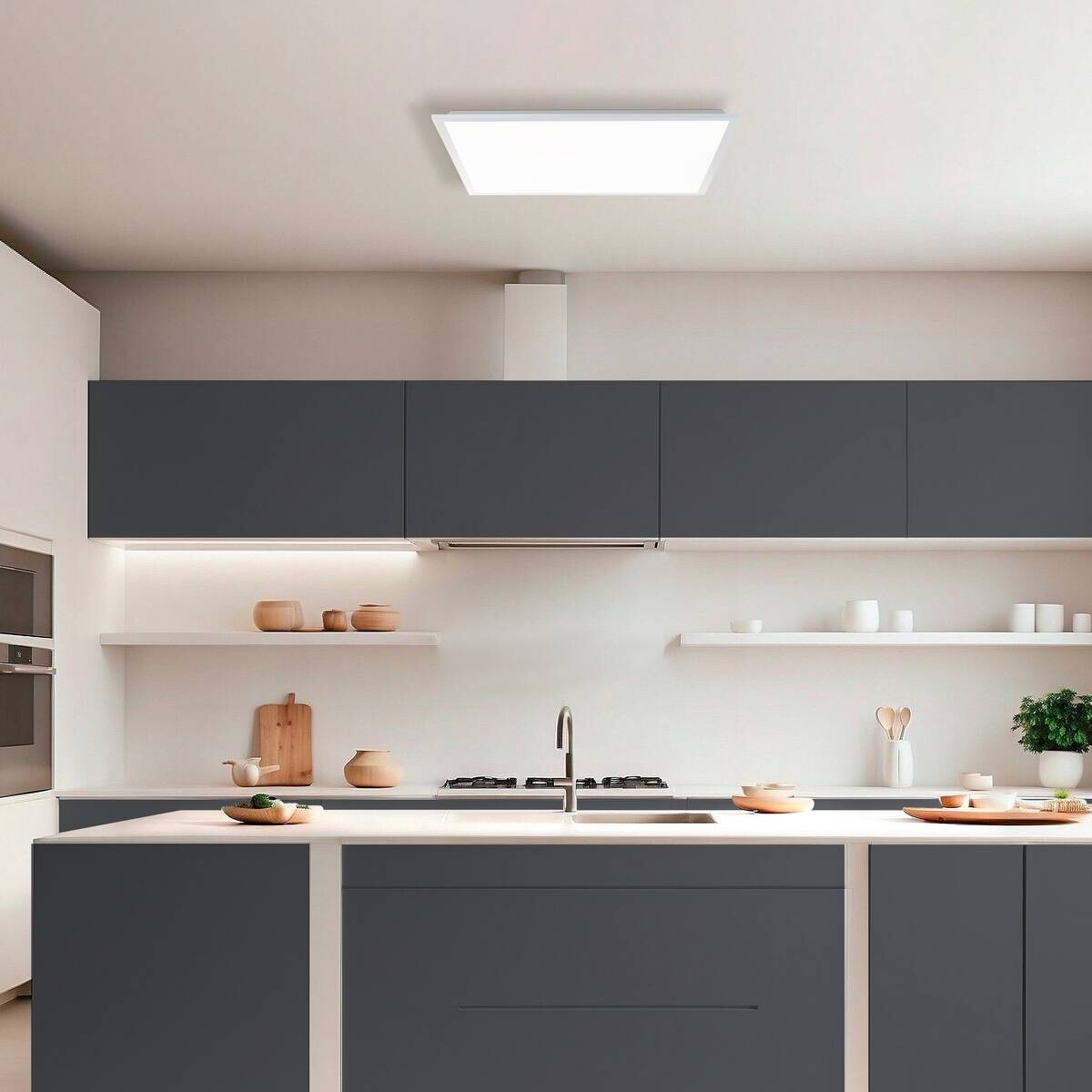 Brilliant LED-Deckenleuchte Briston weiß Metall Kunststoff B/H/L: ca. 63x7,5x63 cm