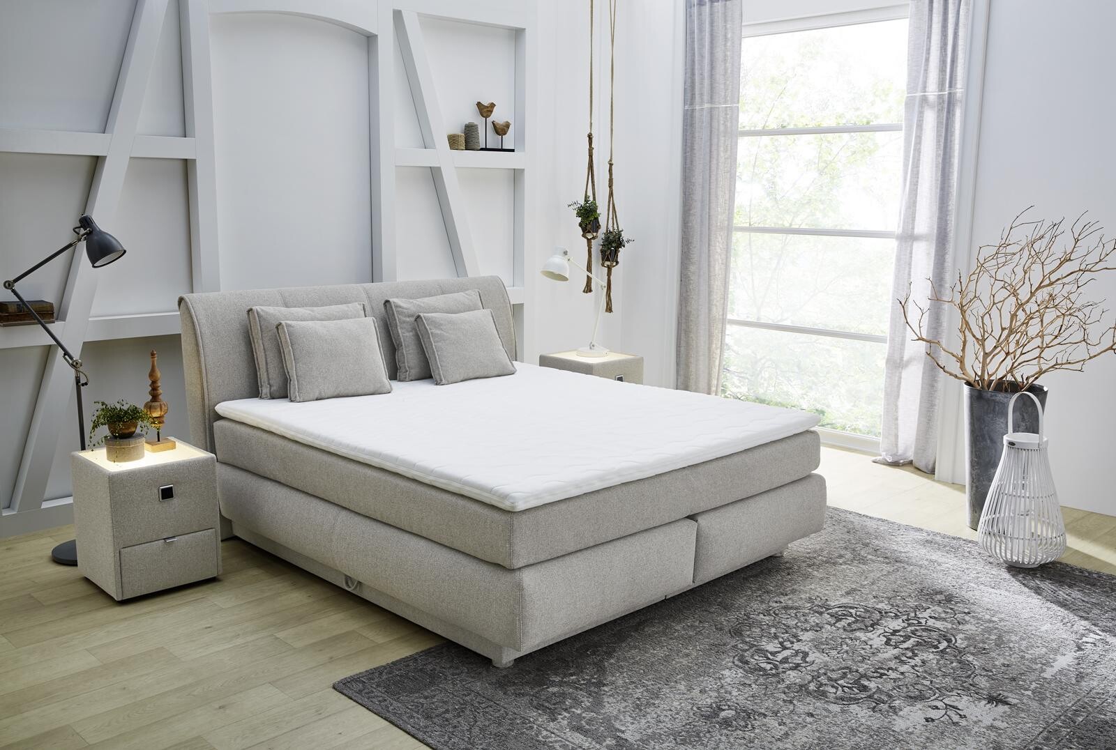 Boxspringbett beige Liegefläche B/L: ca. 180x200 cm