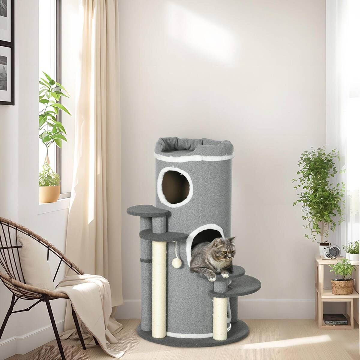 PawHut Kratzbaum grau Sisal B/H/L: ca. 57x99x57 cm