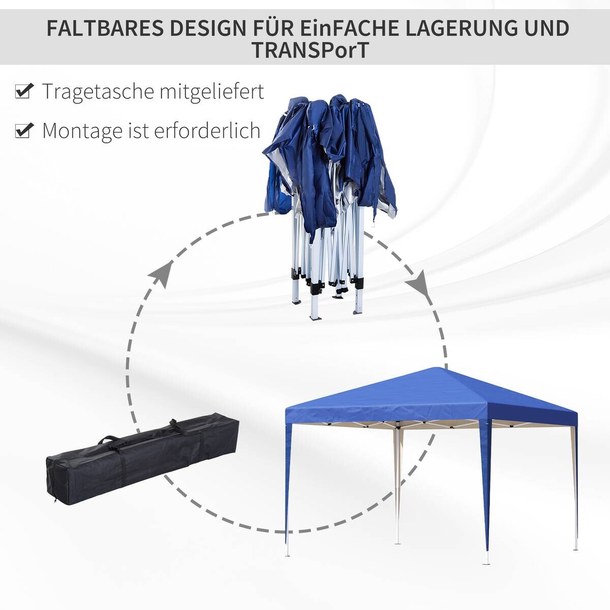 Outsunny Pavillon blau Polyester B/H/L: ca. 295x255x295 cm