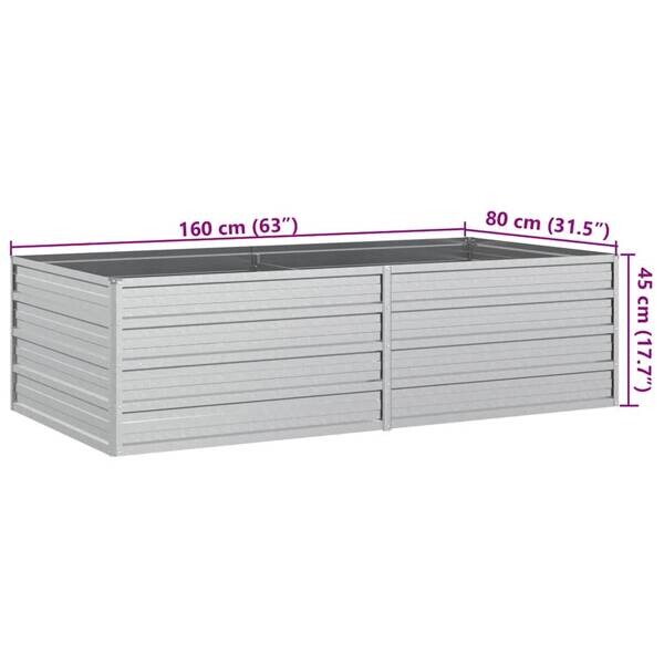 Garten-Hochbeet silber Stahl B/H/L: ca. 80x45x160 cm
