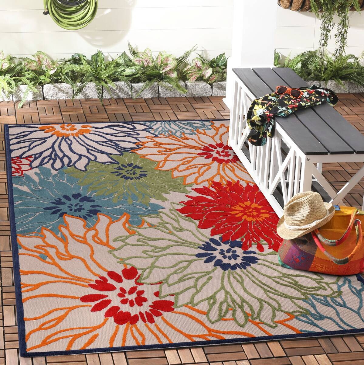 Sanat Outdoorteppich FLORAL bunt B/L: ca. 140x200 cm