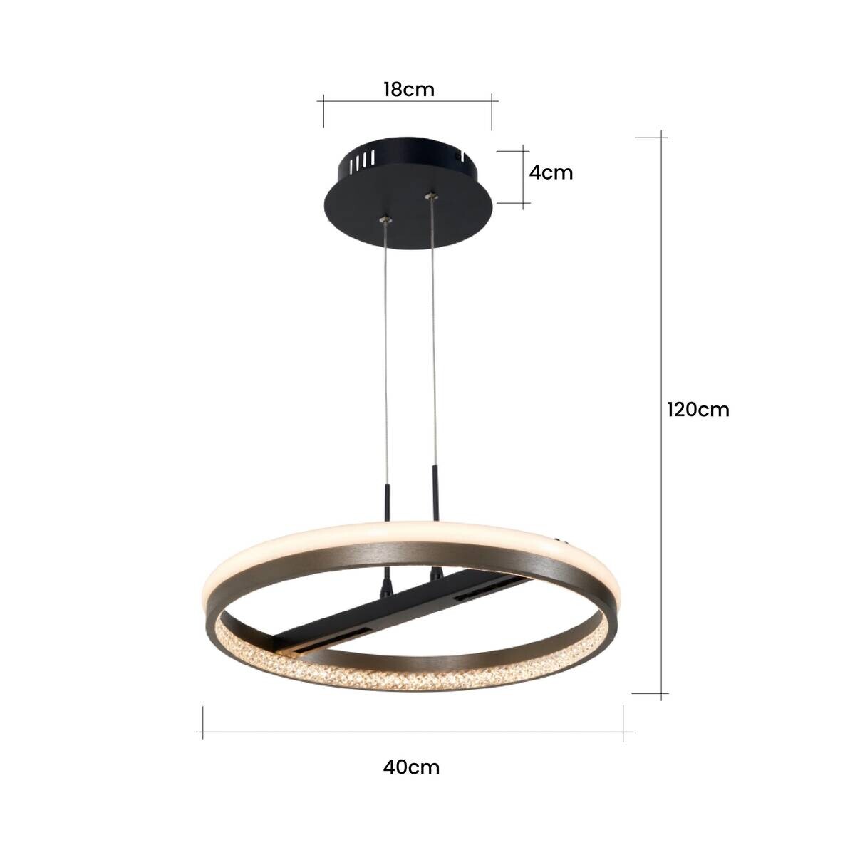POCOline LED-Pendelleuchte Liah schwarz Metall Acryl H/D: ca. 120x40 cm