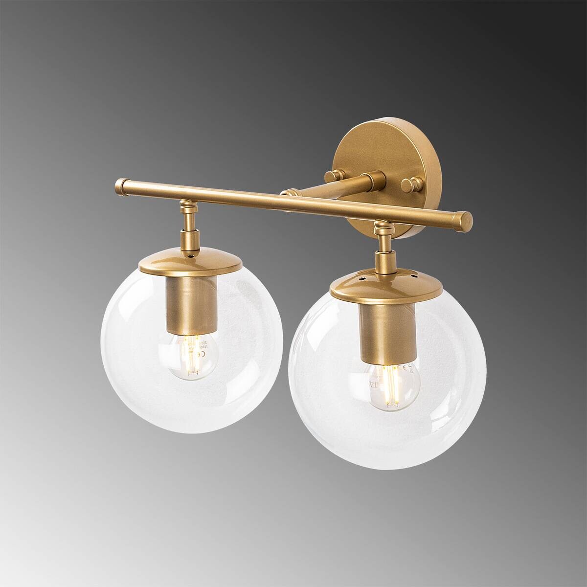 Opviq Wandleuchte gold Metall Glas B/H/L: ca. 24x16x36 cm E14 2 Brennstellen