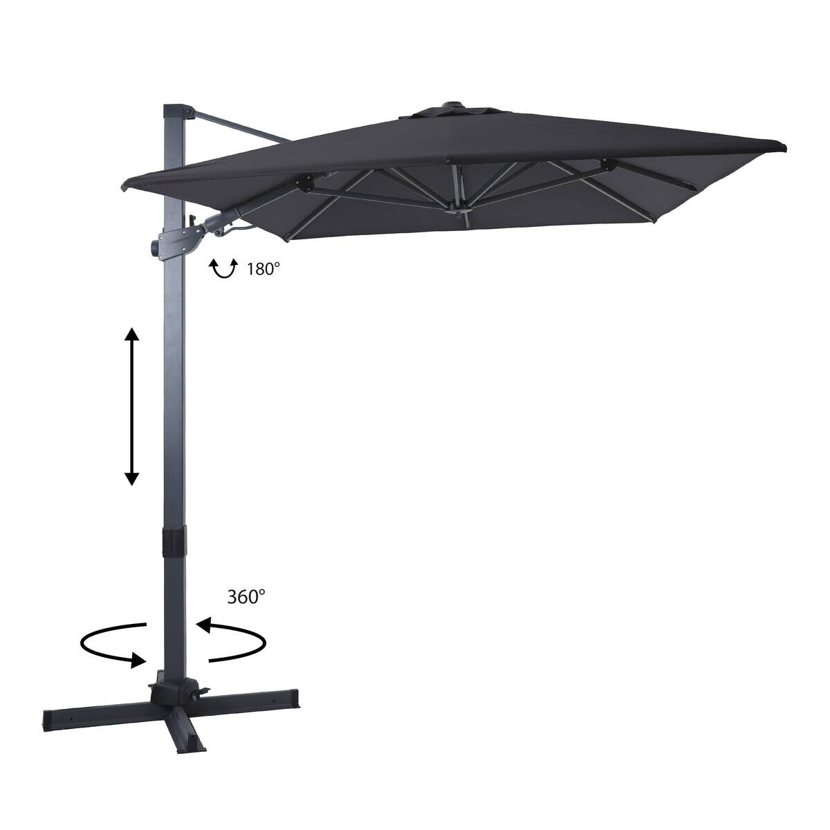 AXI Outdoor Living Ampelschirm Milad anthrazit Metall B/H/L: ca. 200x250x300 cm