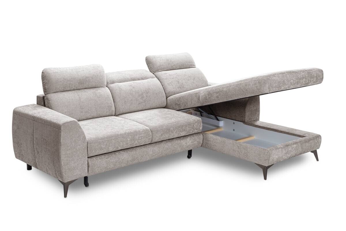 Ecksofa mit Bettfunktion und Bettkasten sand Microfaser B/T: ca. 264x191 cm