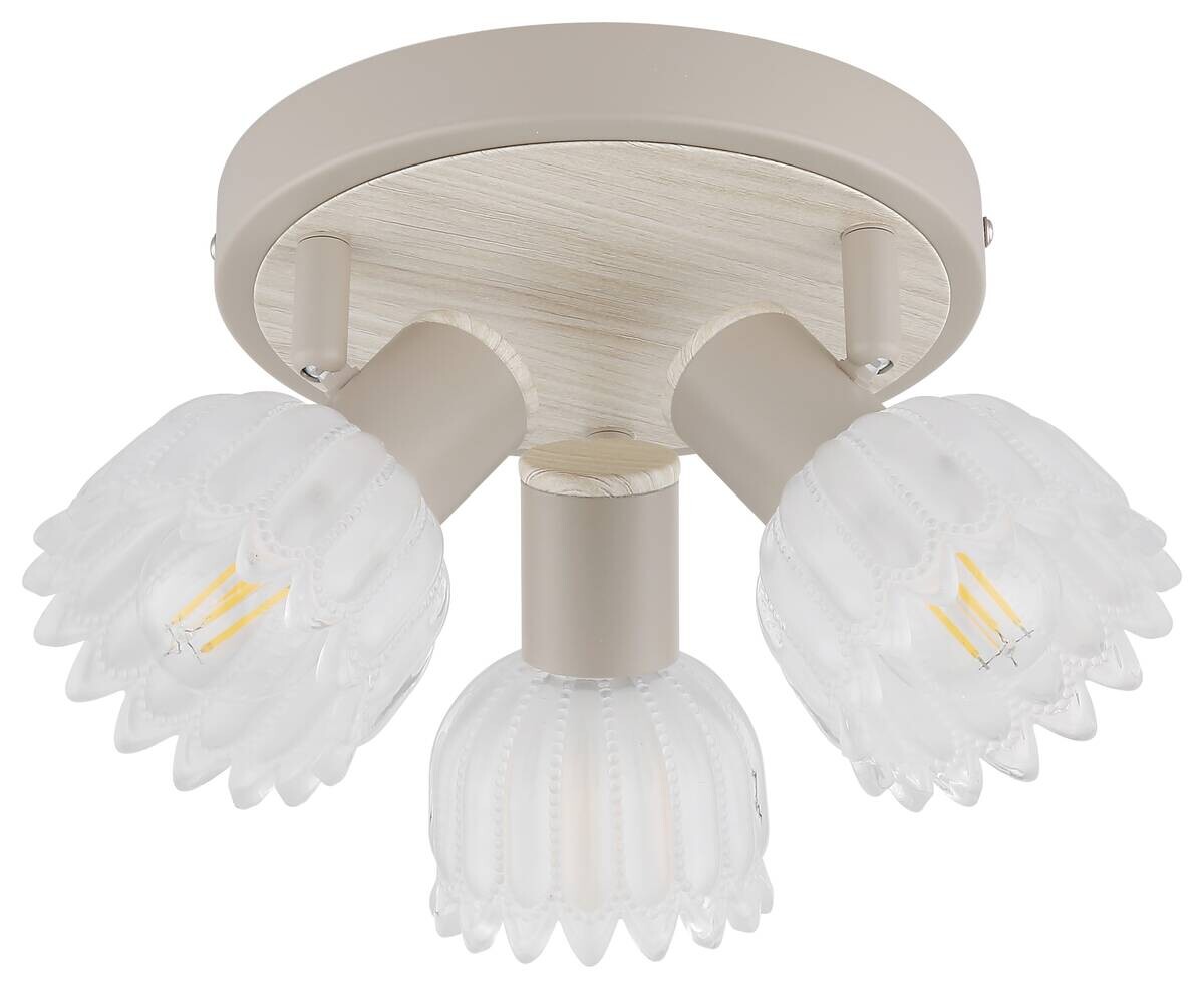 GLOBO Strahler sand Glas Metall B/H/L: ca. 11x20x20,5 cm E14 3 Brennstellen