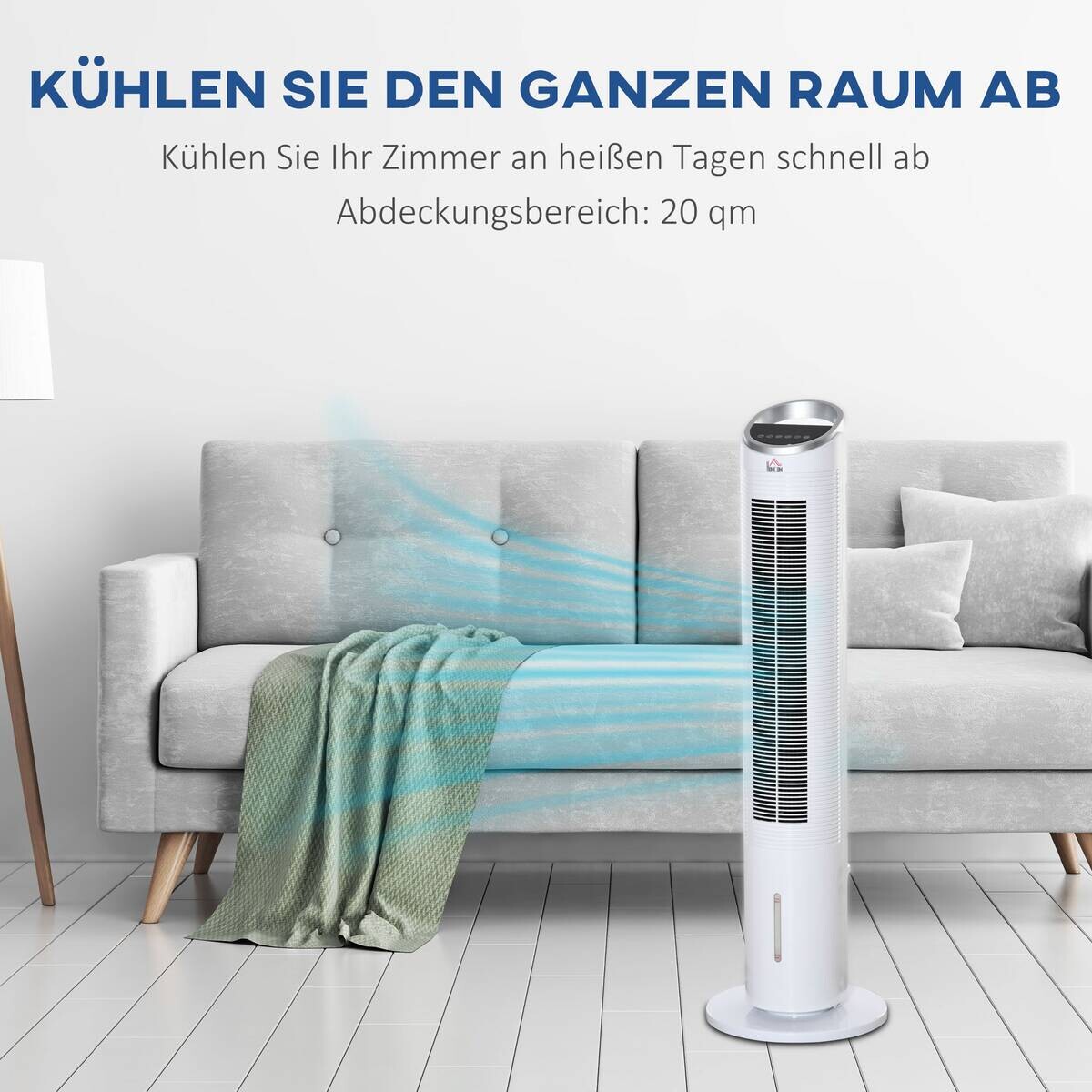 HOMCOM Luftkühler weiß Edelstahl Kunststoff Polypropylen B/H/L: ca. 30x30x100,8 cm