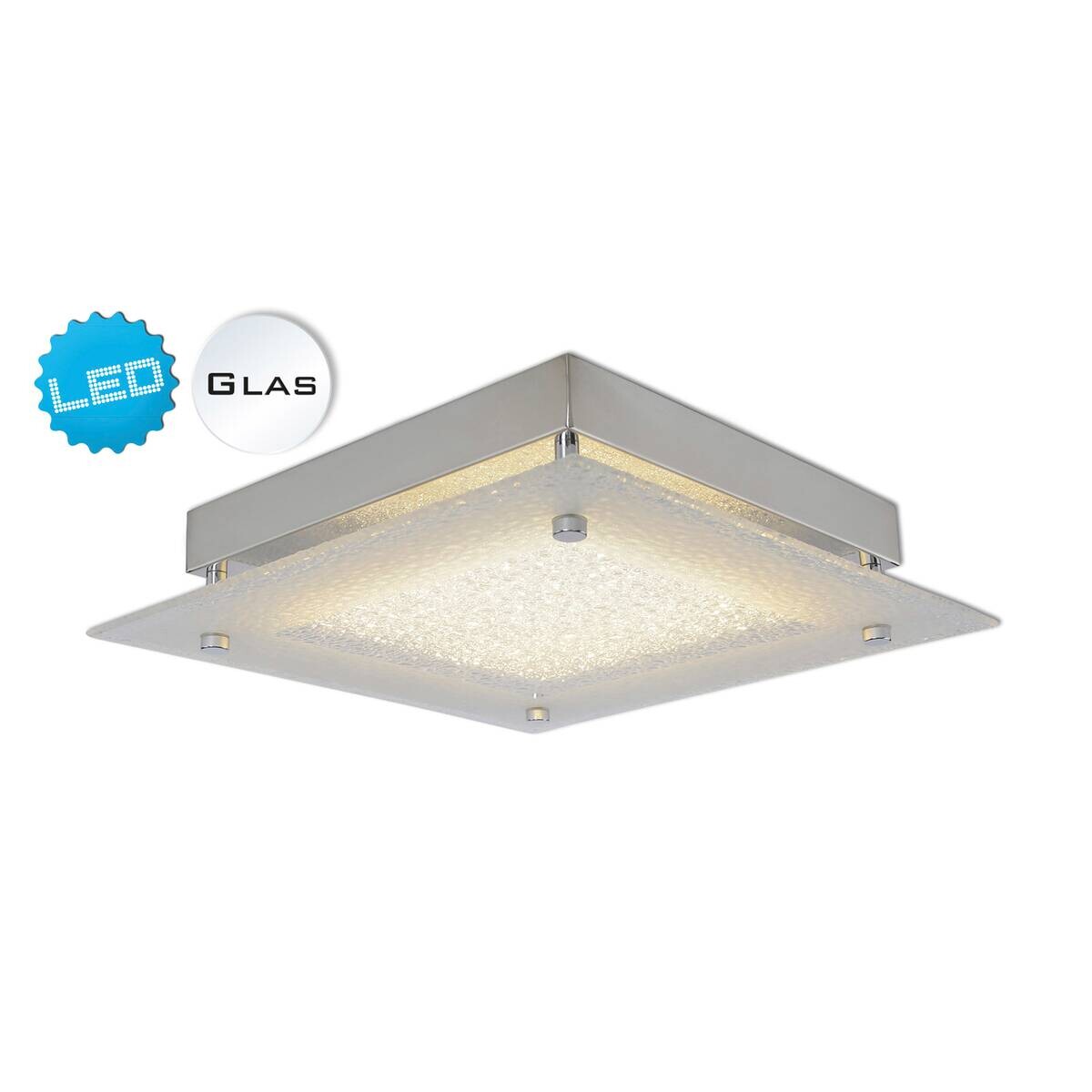 Näve Leuchten Deckenleuchte 1200731 silber Metall Glas B/H/T: ca. 25x5,3x25 cm null 1 Brennstellen