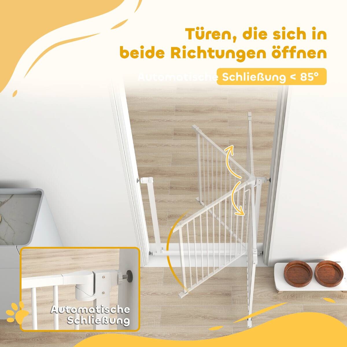 PawHut Treppenschutzgitter weiß B/H/T/L: ca. 3x76x3x80 cm