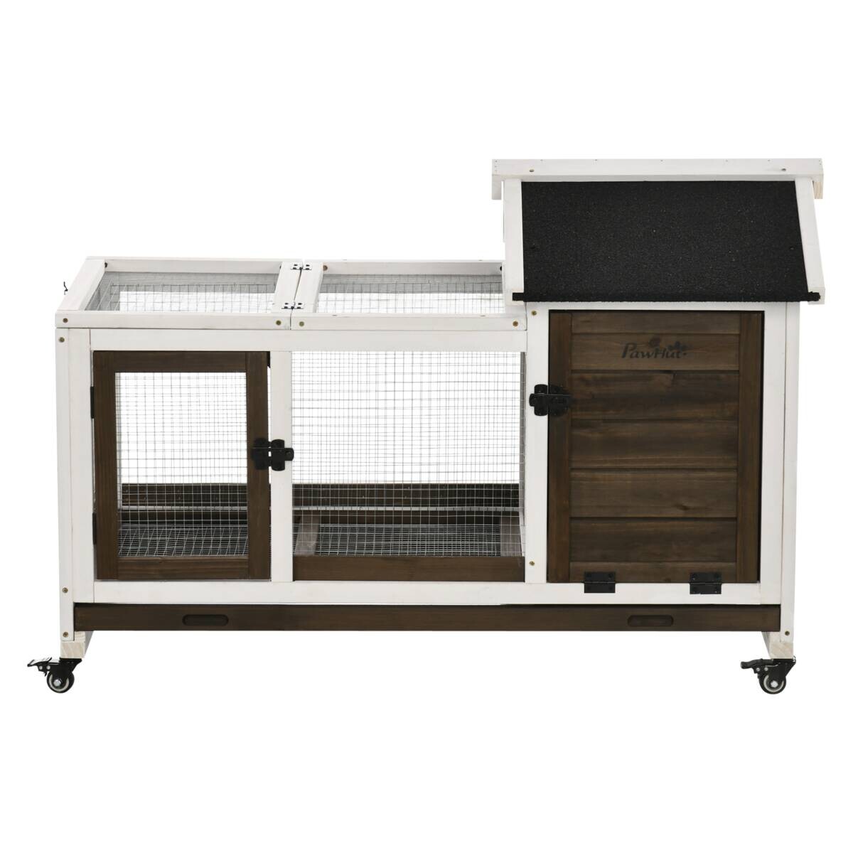 PawHut Zwergkaninchenstall kaffee Holz B/H/L: ca. 58x73,5x108 cm