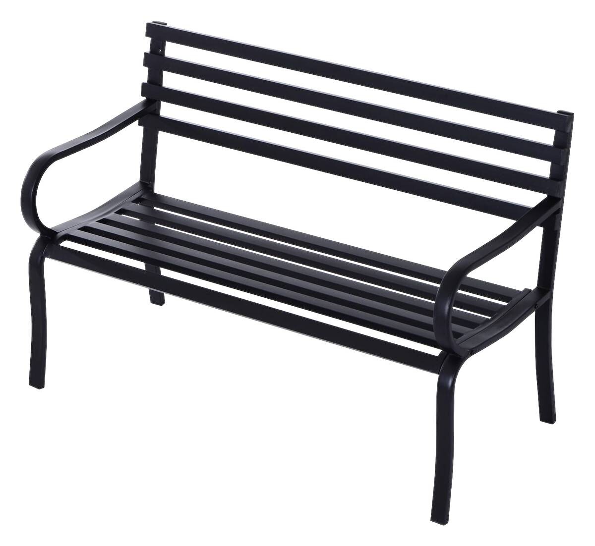 Outsunny Gartenbank schwarz Metall B/H/L: ca. 62x82x125 cm