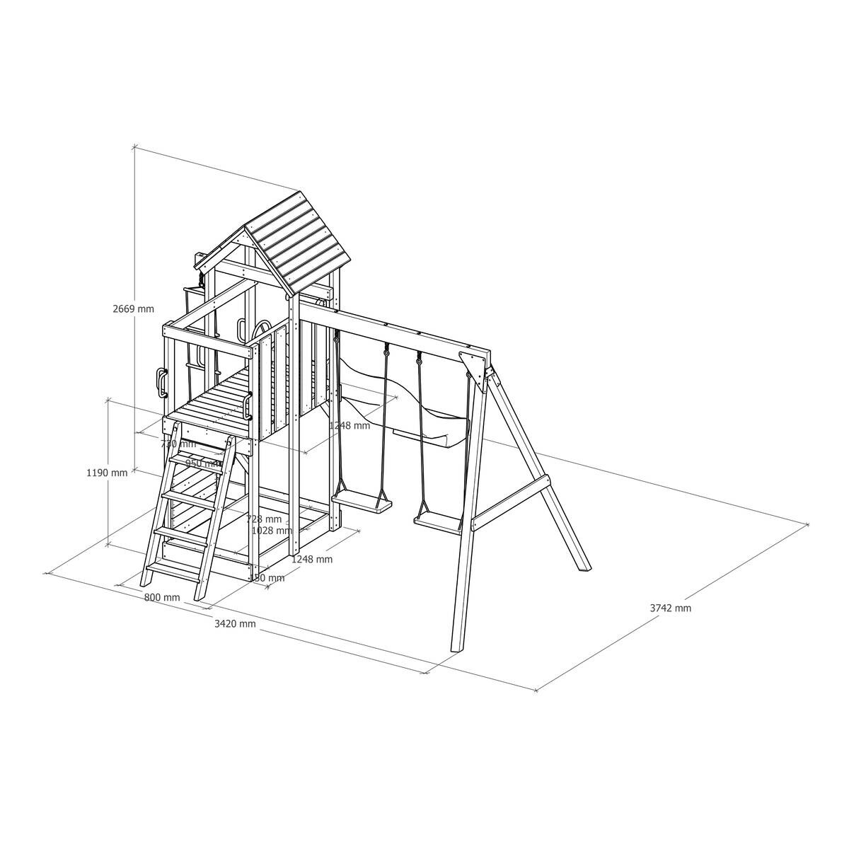 AXI Spielturm Moos braun B/H/L: ca. 342x267x375 cm