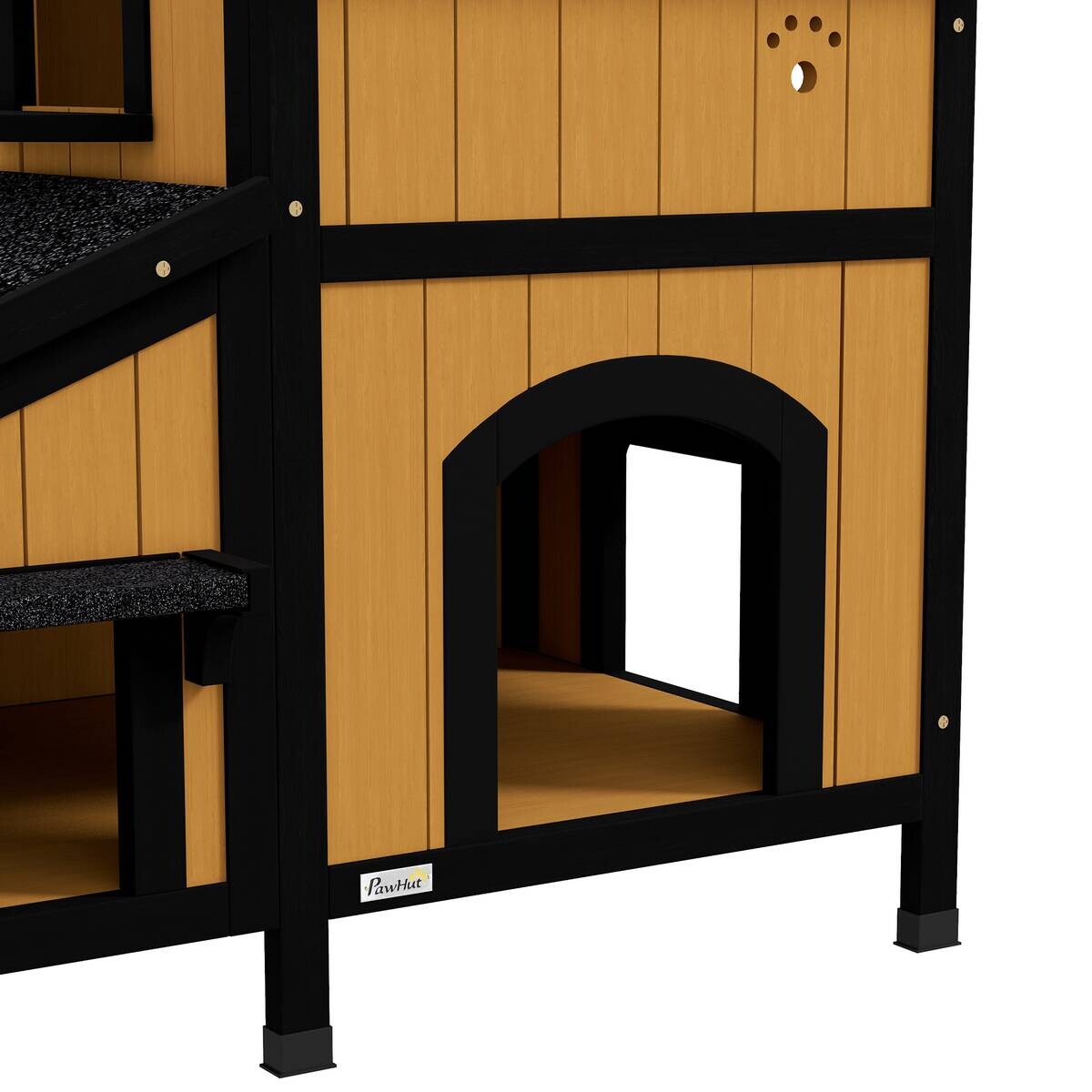 PawHut Katzen-Zubehör gelb Holz B/H/L: ca. 65x96x85,5 cm