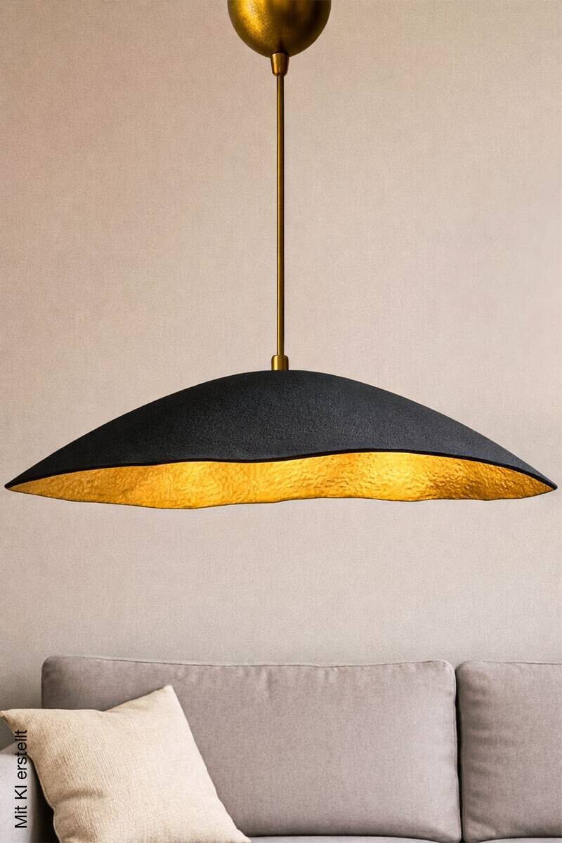 Pendelleuchte gold schwarz Beton B/H/L/D: ca. 60x62x60x60 cm E27 1 Brennstellen