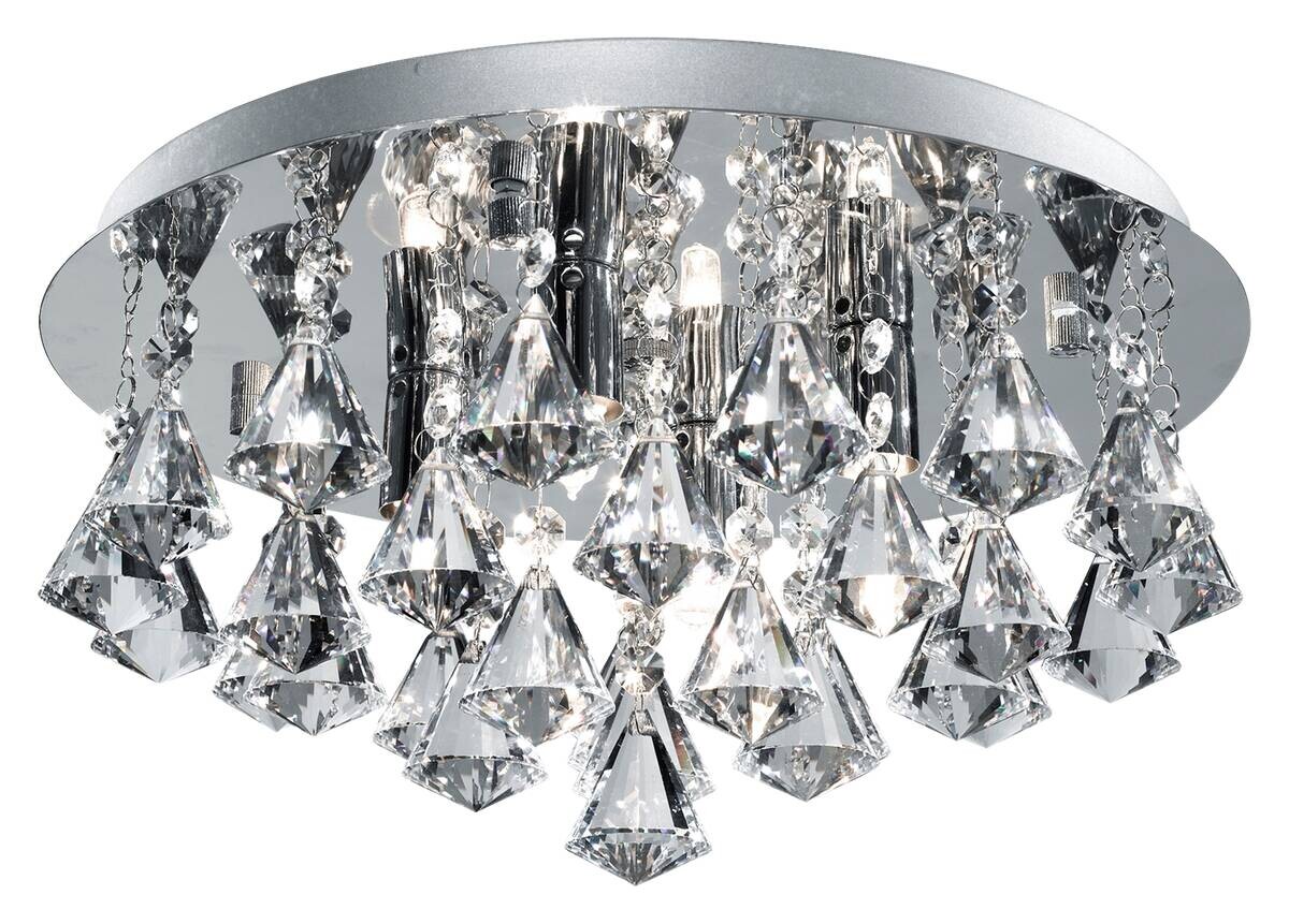 Searchlight Deckenleuchte Hanna transparent Chrom Glas Stahl B/H/L/D: ca. 35x17,5x35x35 cm G9 4 Brennstellen
