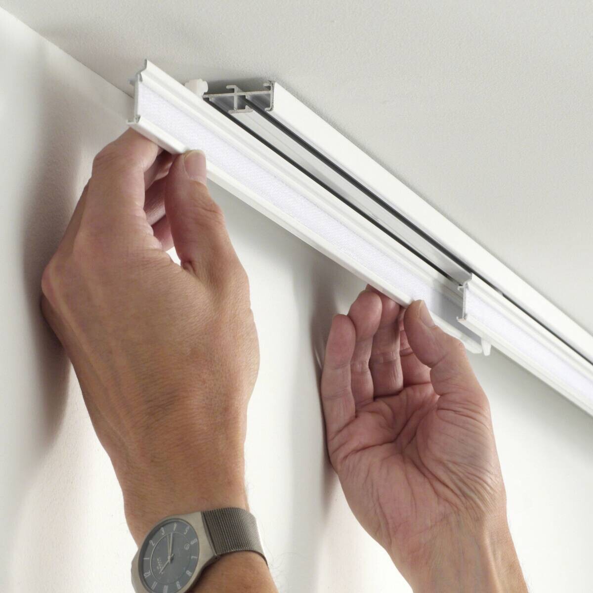 Boviva Flächenvorhangschiene weiß Aluminium 3.0 Läufe