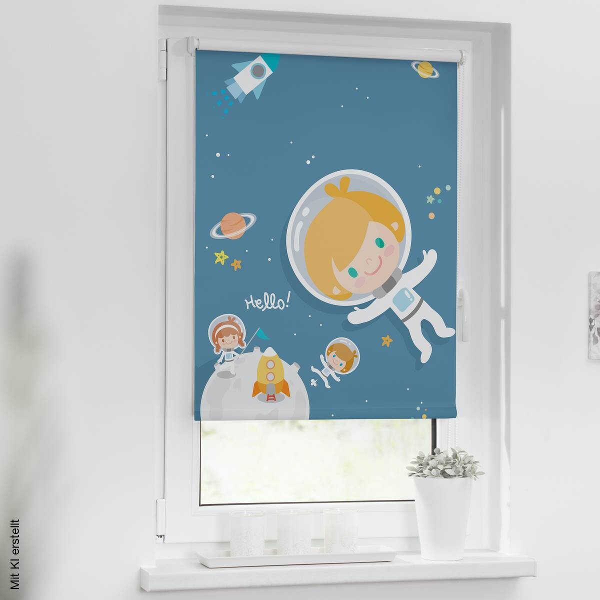 LICHTBLICK Verdunkelungsrollo Astronaut blau B/L: ca. 90x150 cm