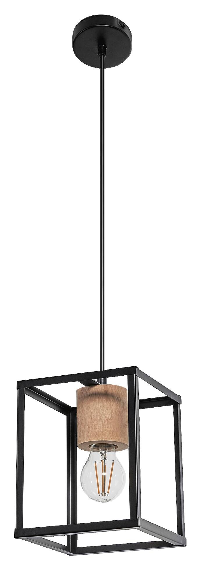 LEDVANCE Pendelleuchte Nairobi schwarz Metall Holz B/H/L: ca. 17x135x17 cm E27 1 Brennstellen