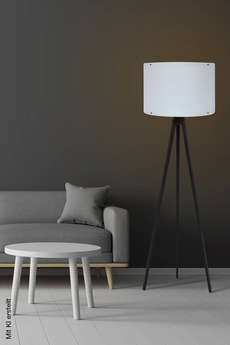 Opviq Stehlampe weiß schwarz MDF Polypropylen B/H/L: ca. 38x145x38 cm E27 1 Brennstellen