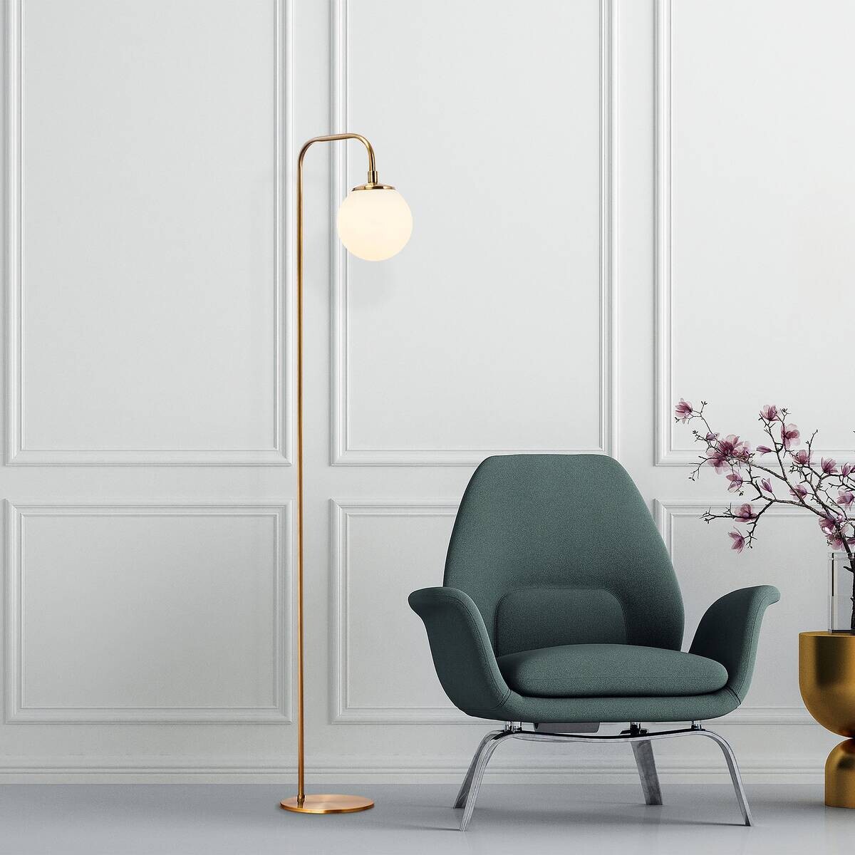 Opviq Stehleuchte Viran bronze Glas Metall B/H/T/L/D: ca. 27x146x27x27x15 cm E14 1 Brennstellen