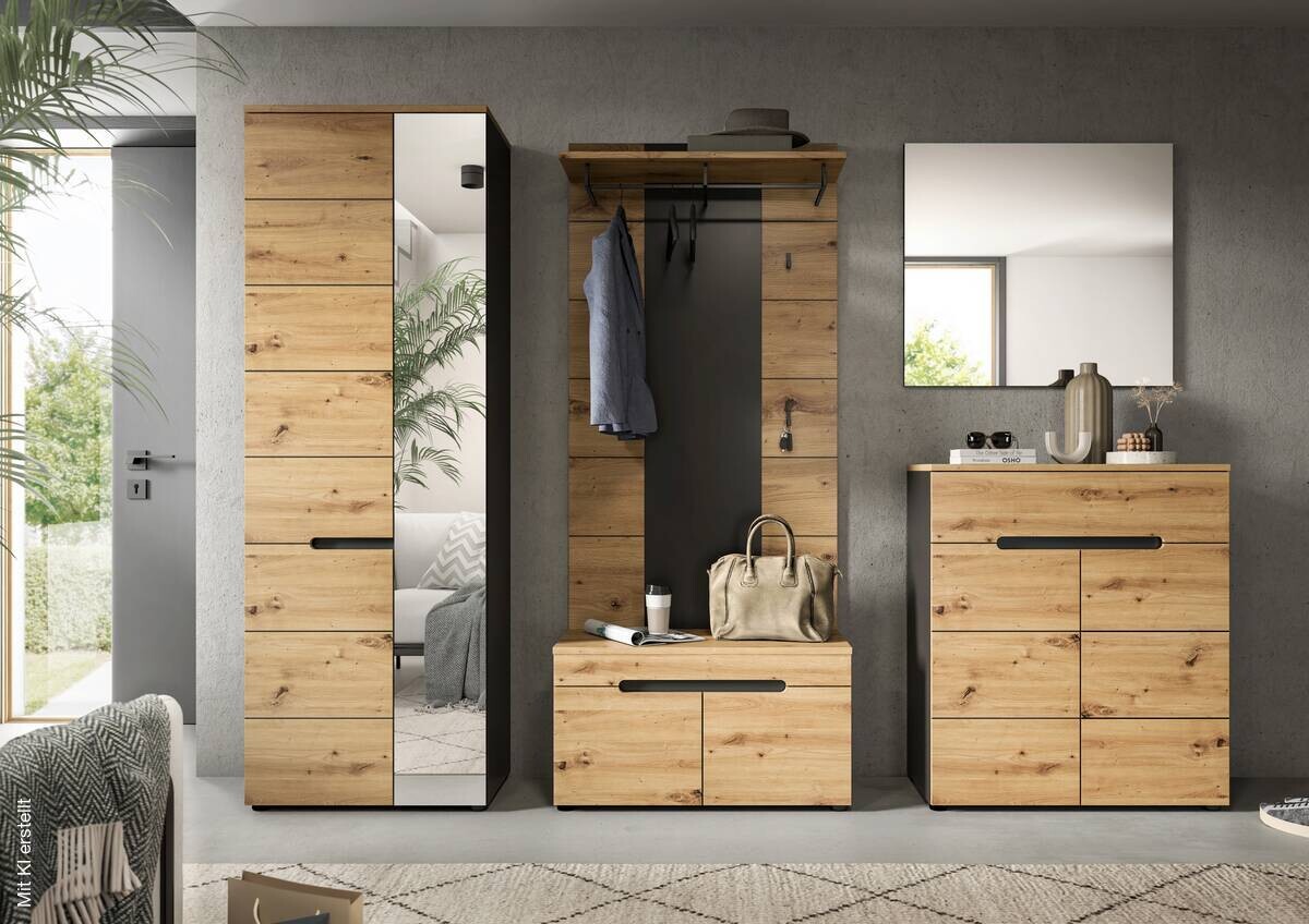 Garderobe Canu basaltgrau Nachbildung Artisan Nachbildung B/H/T: ca. 255x190x37 cm