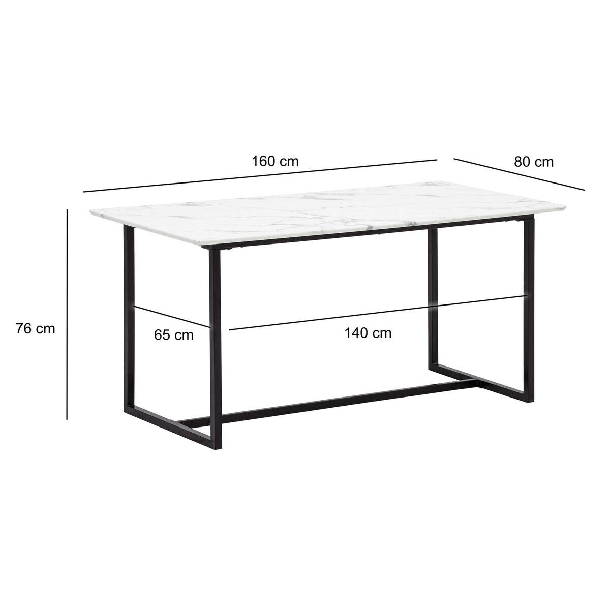 Esstisch weiß Marmor Optik B/H/T: ca. 160x76x80 cm
