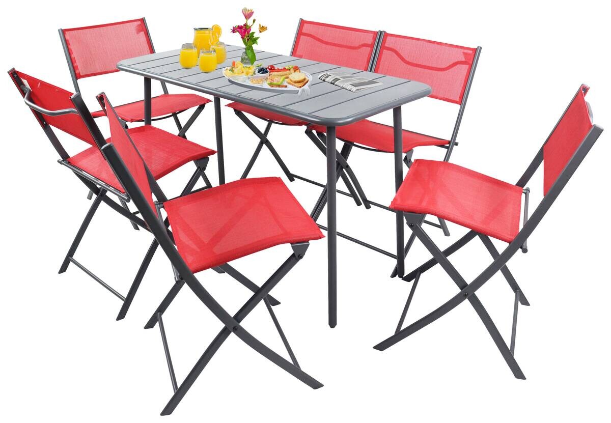 VCM Gartensitzgruppe Sumila rot Stahl B/H/L: ca. 45x79x46 cm