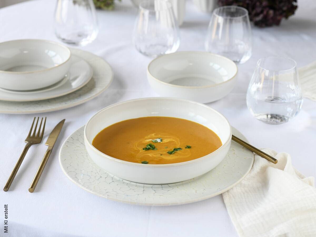 CreaTable Tafelservice Unico Toscania offwhite Steinzeug 8 tlg.