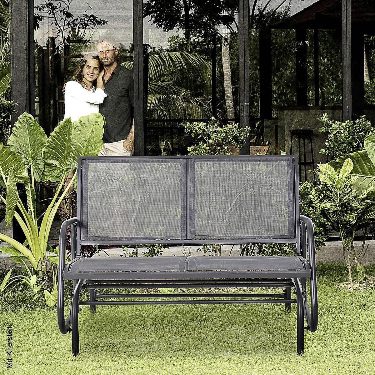 Outsunny Sitzbank grau Metall B/H/L: ca. 70x85x120 cm