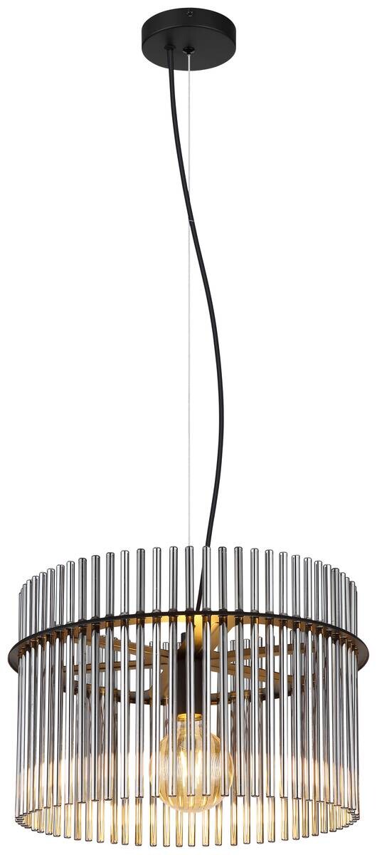 GLOBO Pendelleuchte Gorley schwarz Metall H/D: ca. 150x40 cm E27 1 Brennstellen