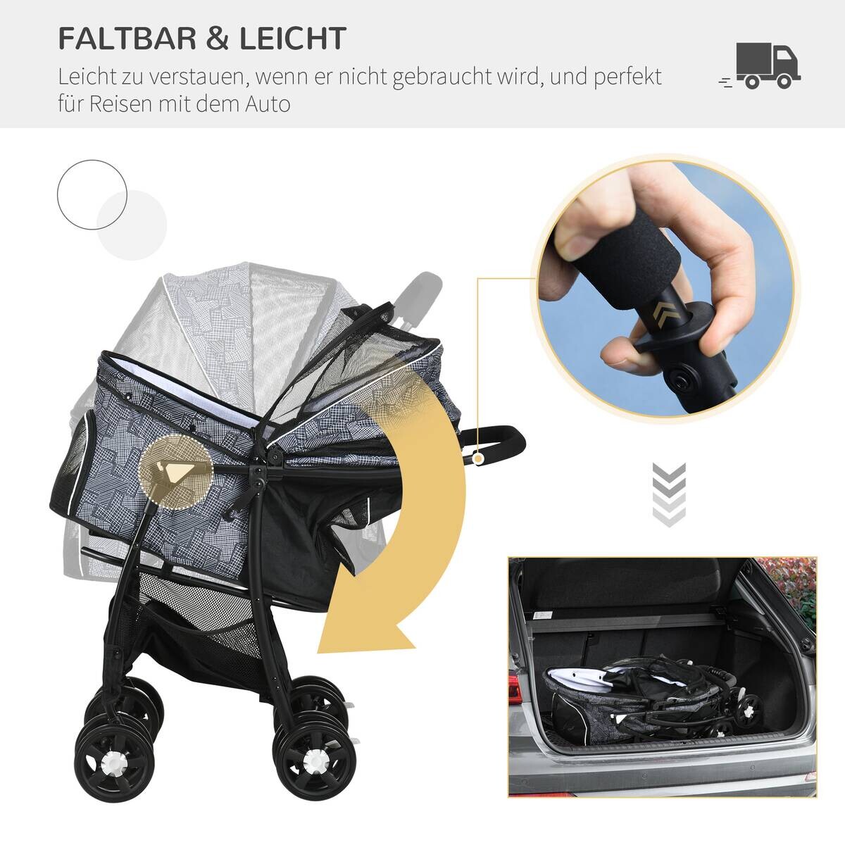 PawHut Hunde-Zubehör schwarz Polyester B/H/L: ca. 48x81x99 cm