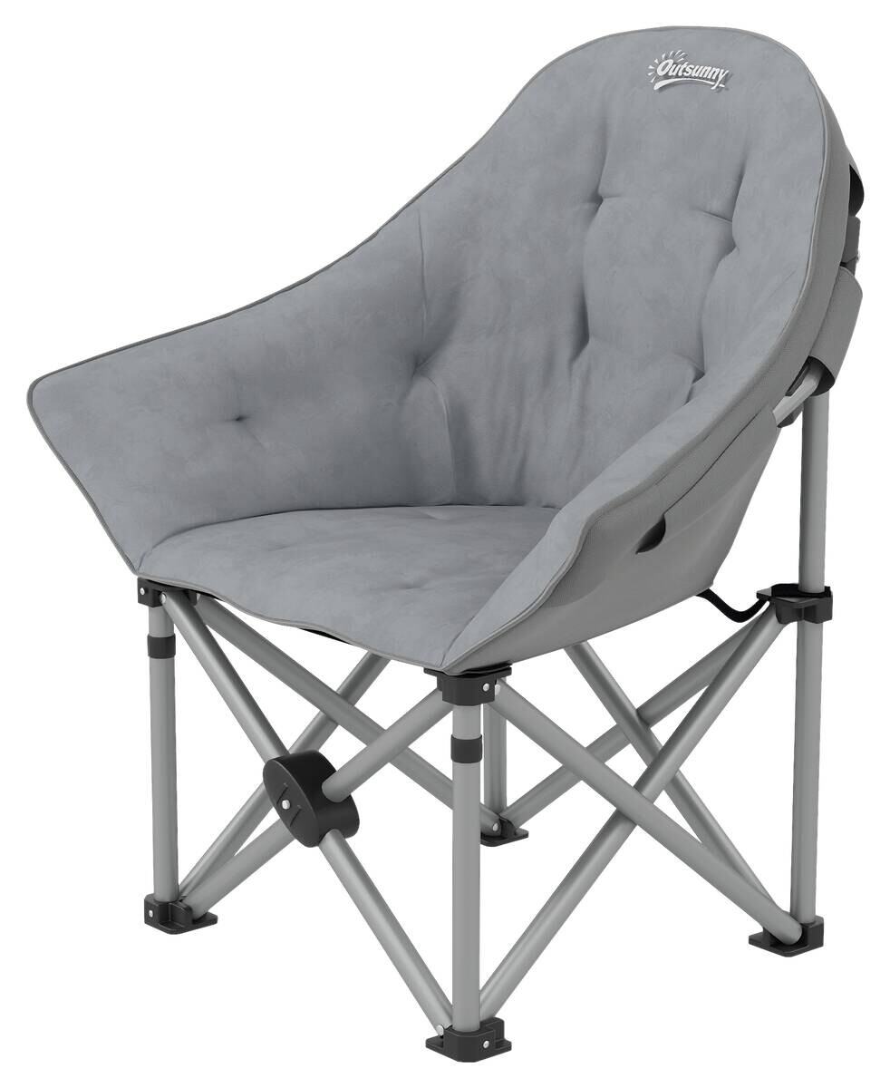 Outsunny Campingstuhl dunkelgrau Metall B/H/L: ca. 63x100x90 cm