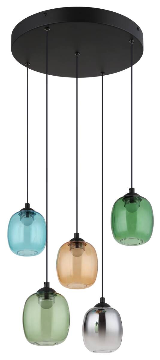GLOBO LED-Pendelleuchte MINARA 31479508 schwarz bunt Metall Kunststoff Glas H/D: ca. 150x43 cm 1.0 Brennstellen