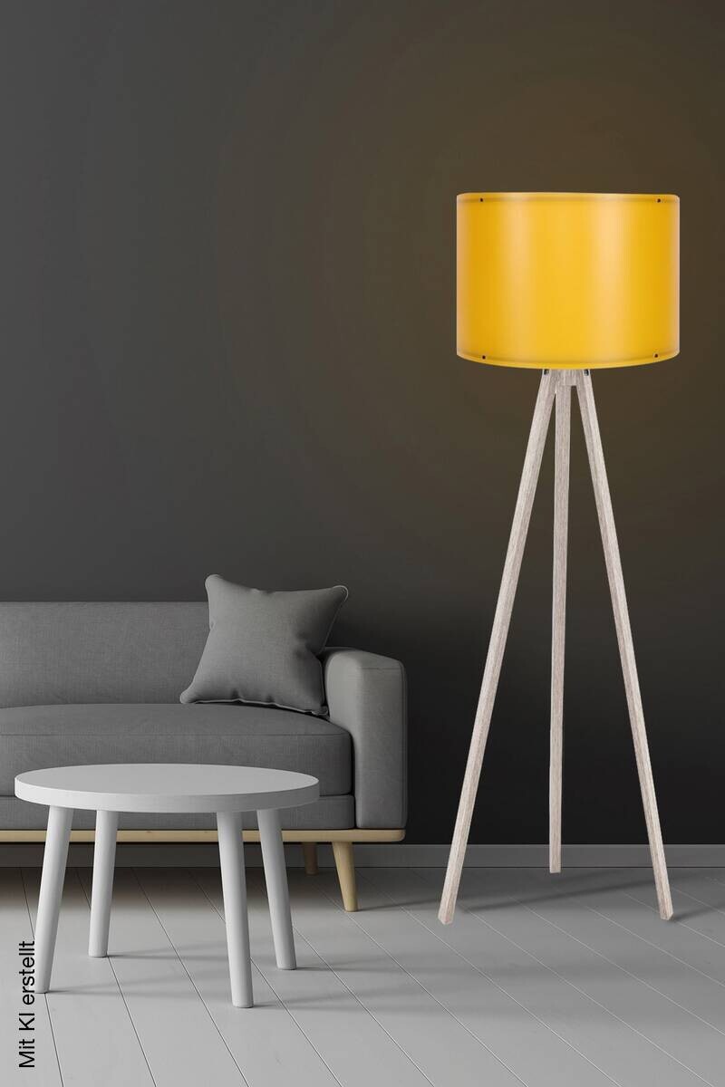 Opviq Stehlampe gelb creme Polypropylen MDF B/H/L: ca. 38x145x38 cm E27 1 Brennstellen