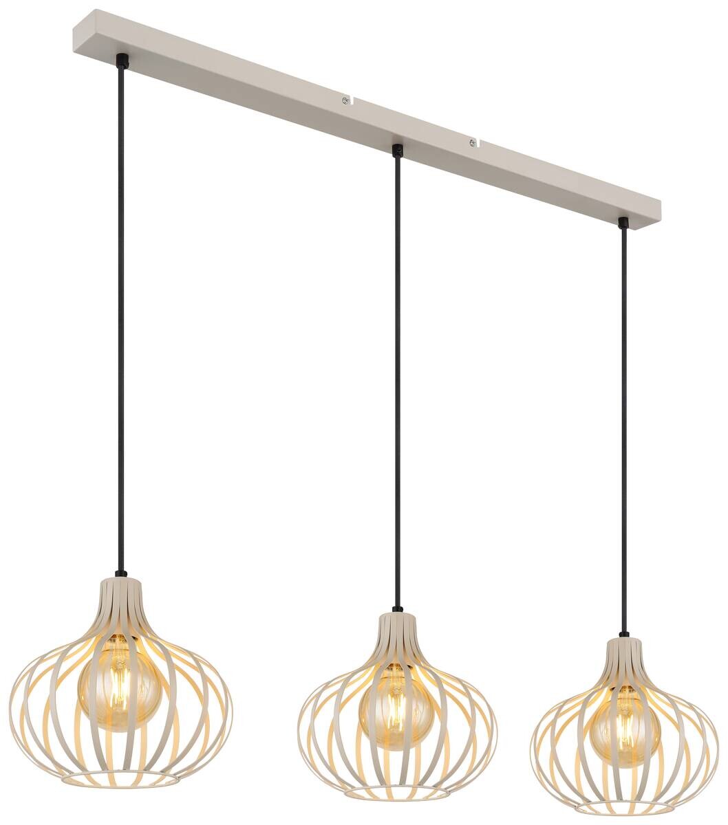 GLOBO Pendelleuchte MATEO 33370319 schwarz sand creme Metall B/H/L: ca. 103x150x25 cm E27 3 Brennstellen