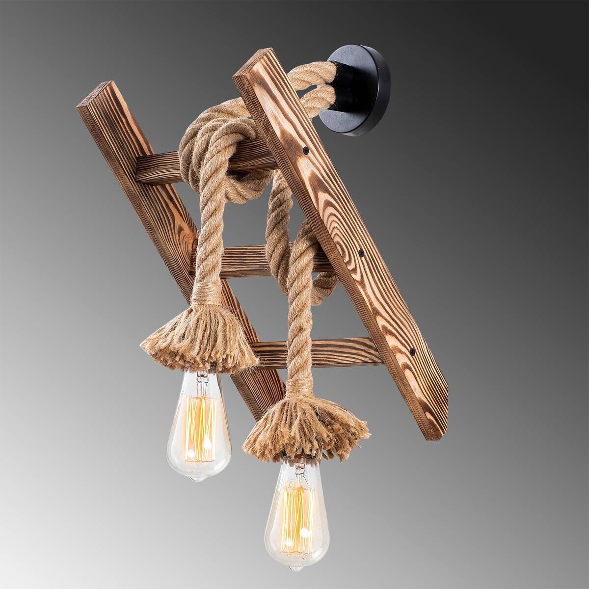 Opviq Wandleuchte Erebos natur Holz B/H/T/L: ca. 26x45x26x25 cm E27 1 Brennstellen