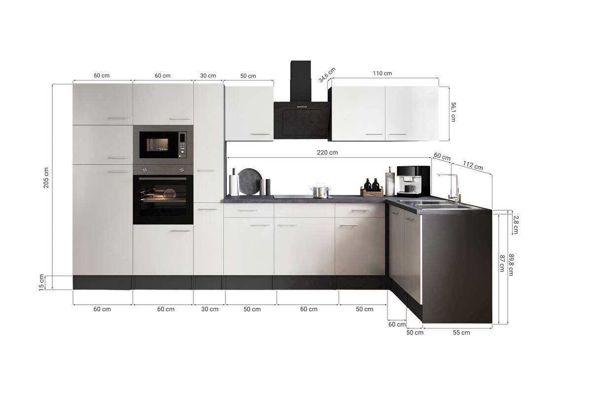 Winkelküche Oliver B/H/T: ca. 370x205x172 cm