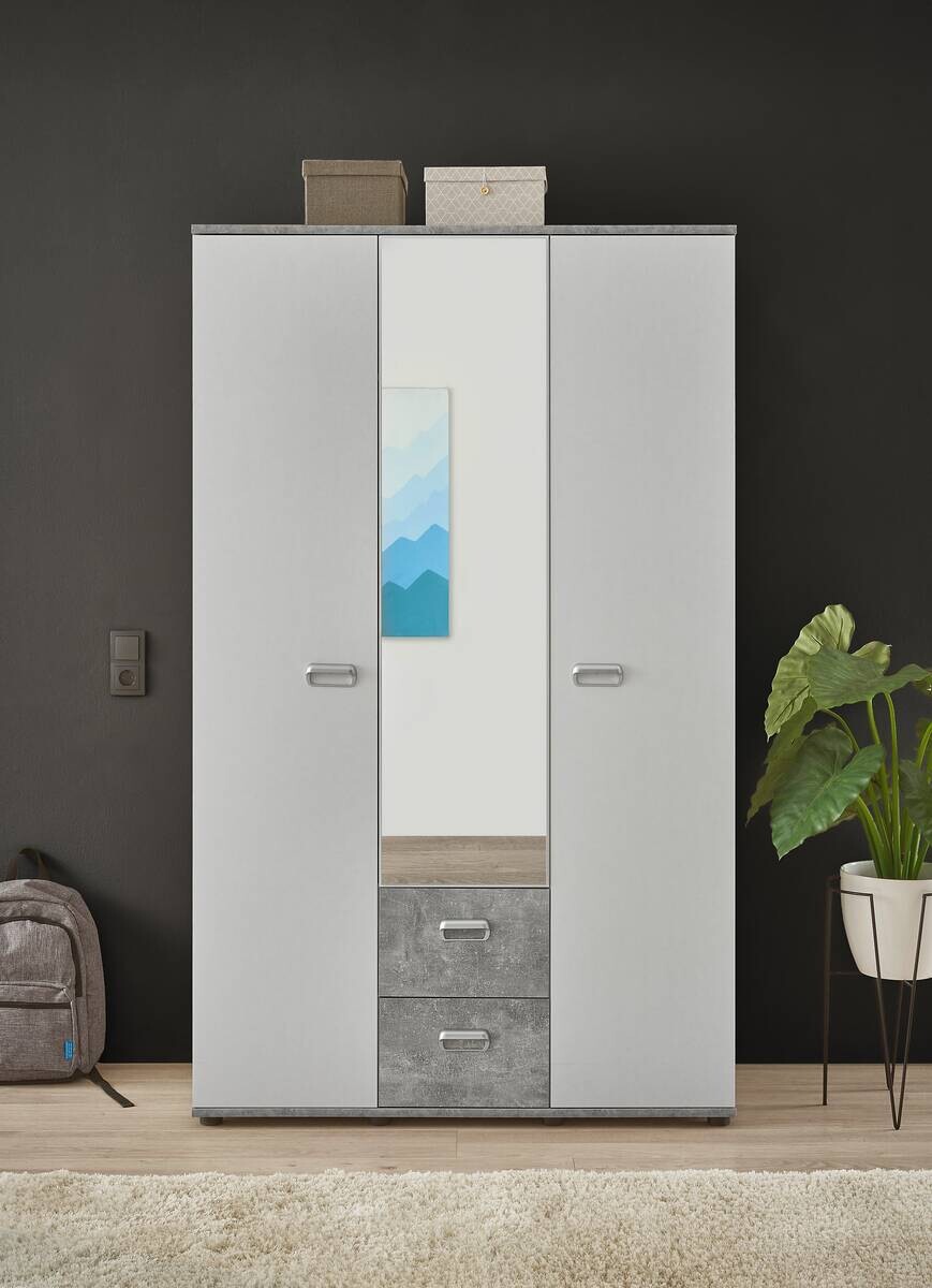 Kleiderschrank Matino Beton B/H/T: ca. 115x191x53 cm