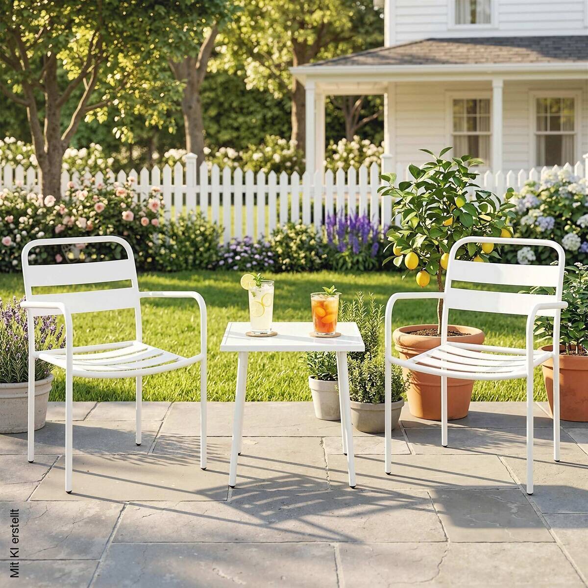 Outsunny Balkonmöbel-Set weiß Glas B/H/L: ca. 58x82x55 cm