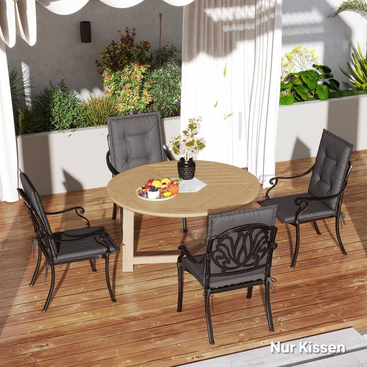 Outsunny Sitzkissen 4er Set dunkelgrau Polyester B/H/L: ca. 50x5x108 cm