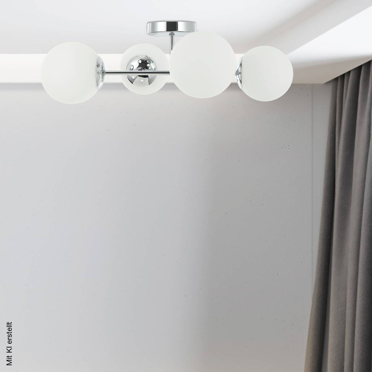 Lamkur Kronleuchter Maddie Chrom Stahl Glas B/H/L: ca. 19x44x61 cm E14 4 Brennstellen